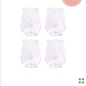 *NEW* Bando STEMLESS ACRYLIC WINE GLASS SET OF 4 - GLITTER INFUSION